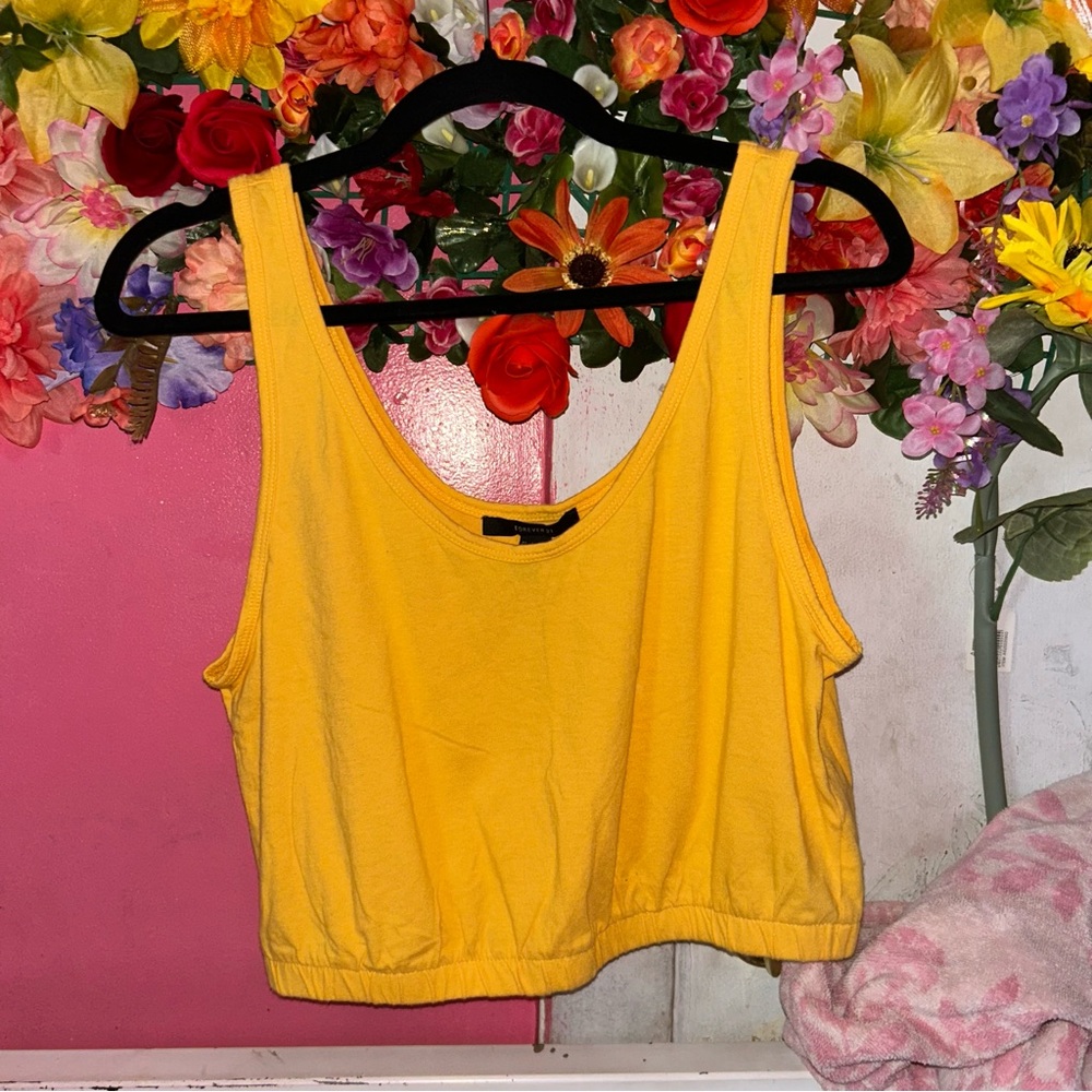 Sunny Yellow Cropped Muscle Tank - Forever 21 (L)